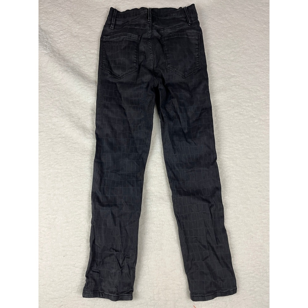 FRAME Le Sylvie Slender Straight Jeans Black Size 27 Embossed‎ Pattern - Picture 6 of 8